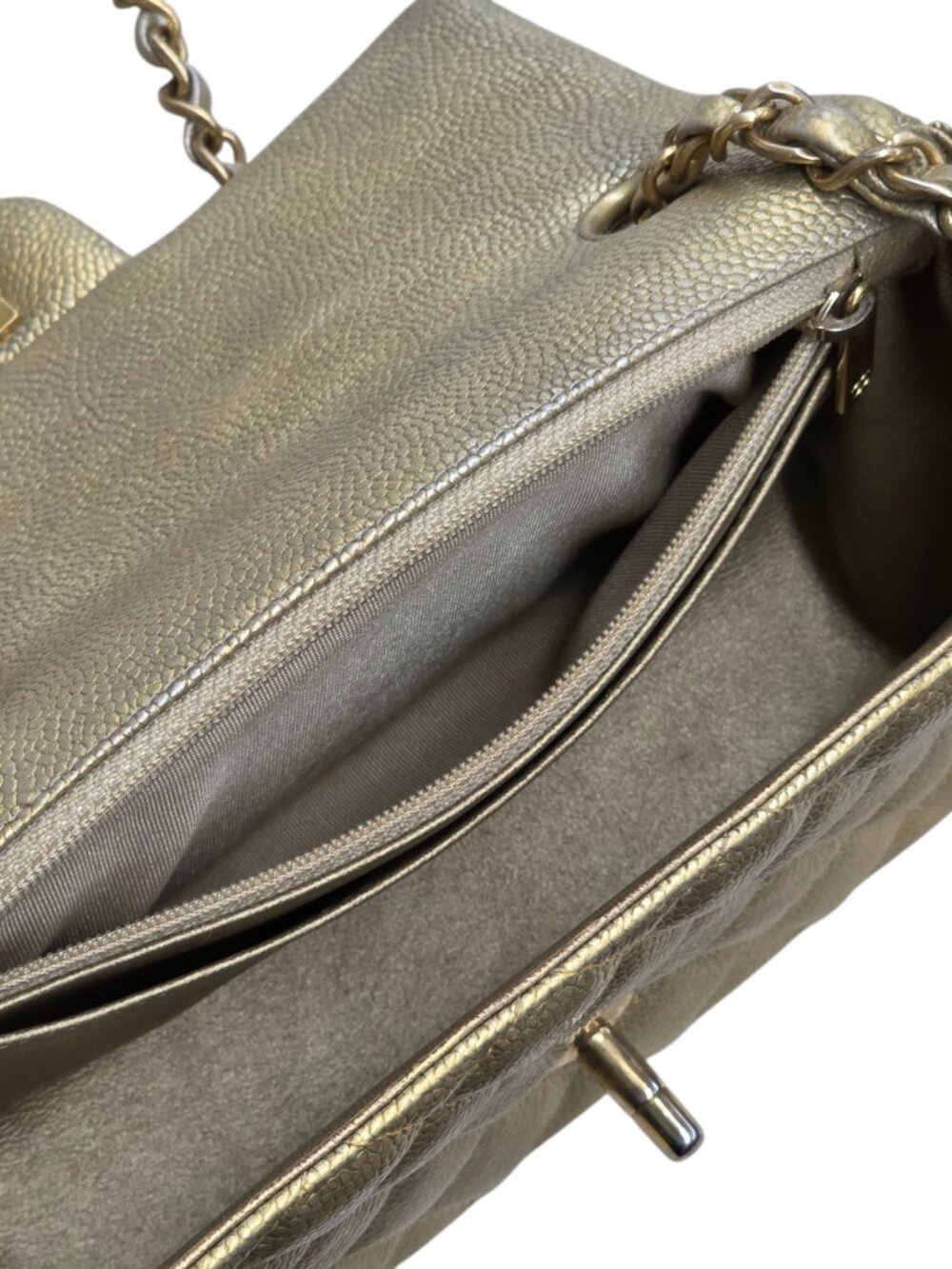 Chanel Pearl Caviar Gold Leather Quilted Classic Mini Single Flap Bag - Picture 8 of 16